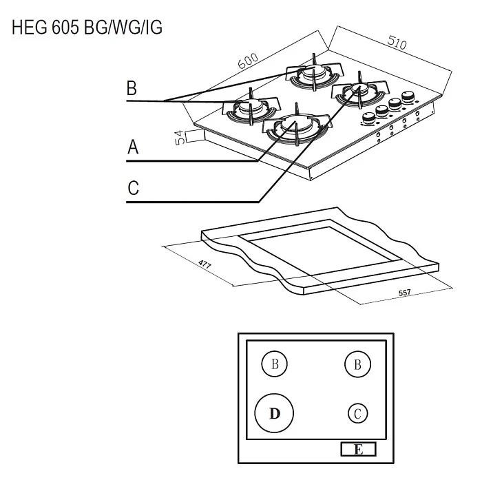 Товар Варочная панель из закаленного стекла Evelux HEG 605 BG VSK2275835