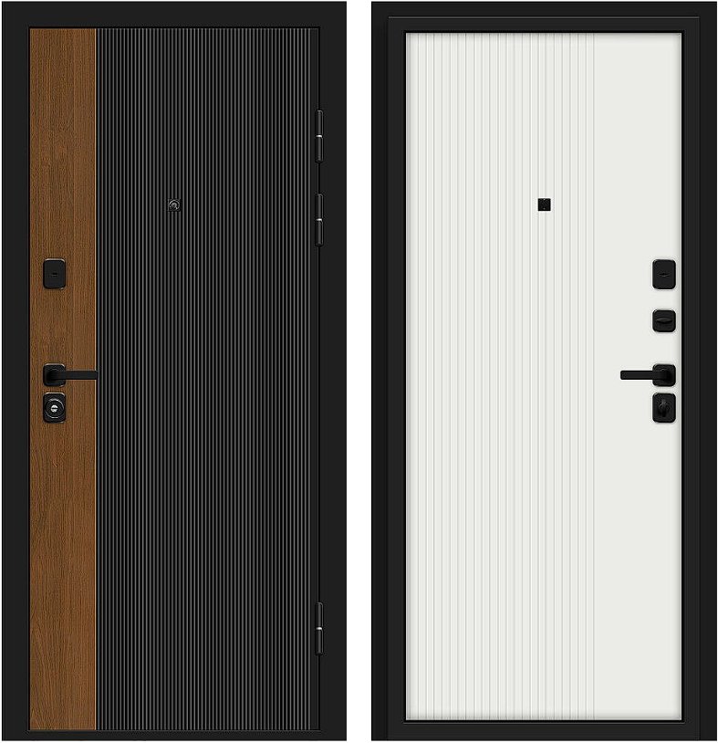 Дверь Браво Optim Z-2 Вертикаль Муар черный-Грецкий Орех/Белый DIS007399