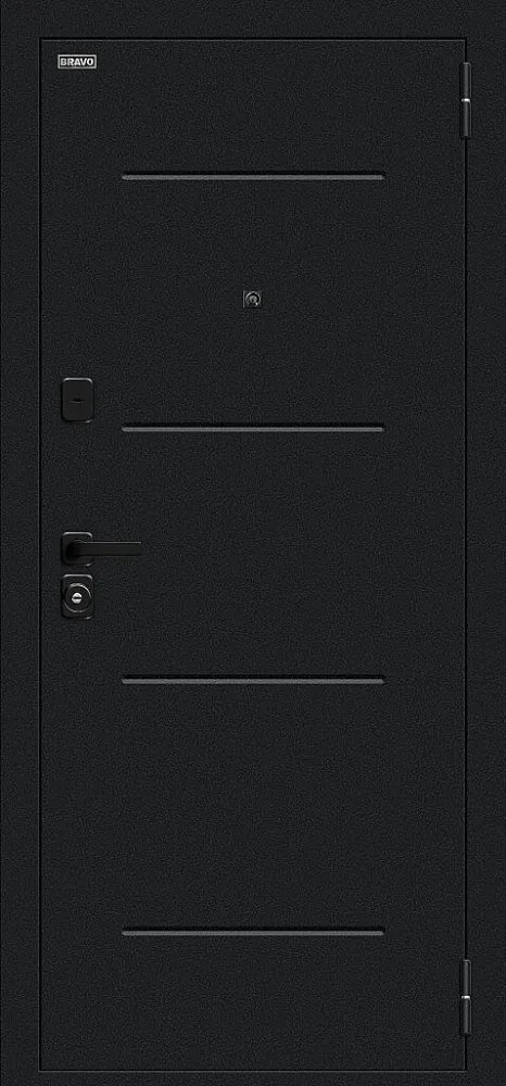 Дверь Техно/SBlack Букле черное/White Silk BR6200